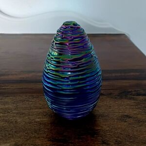 Vibrant Blue and Purple Glass Art Piece